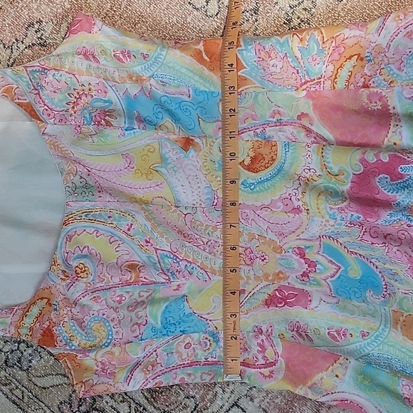 Chaps Cotton Lined Fit n Flare Floral Pastel Paisley Hidden Side Zip Dress Sz 8 - Picture 11 of 12